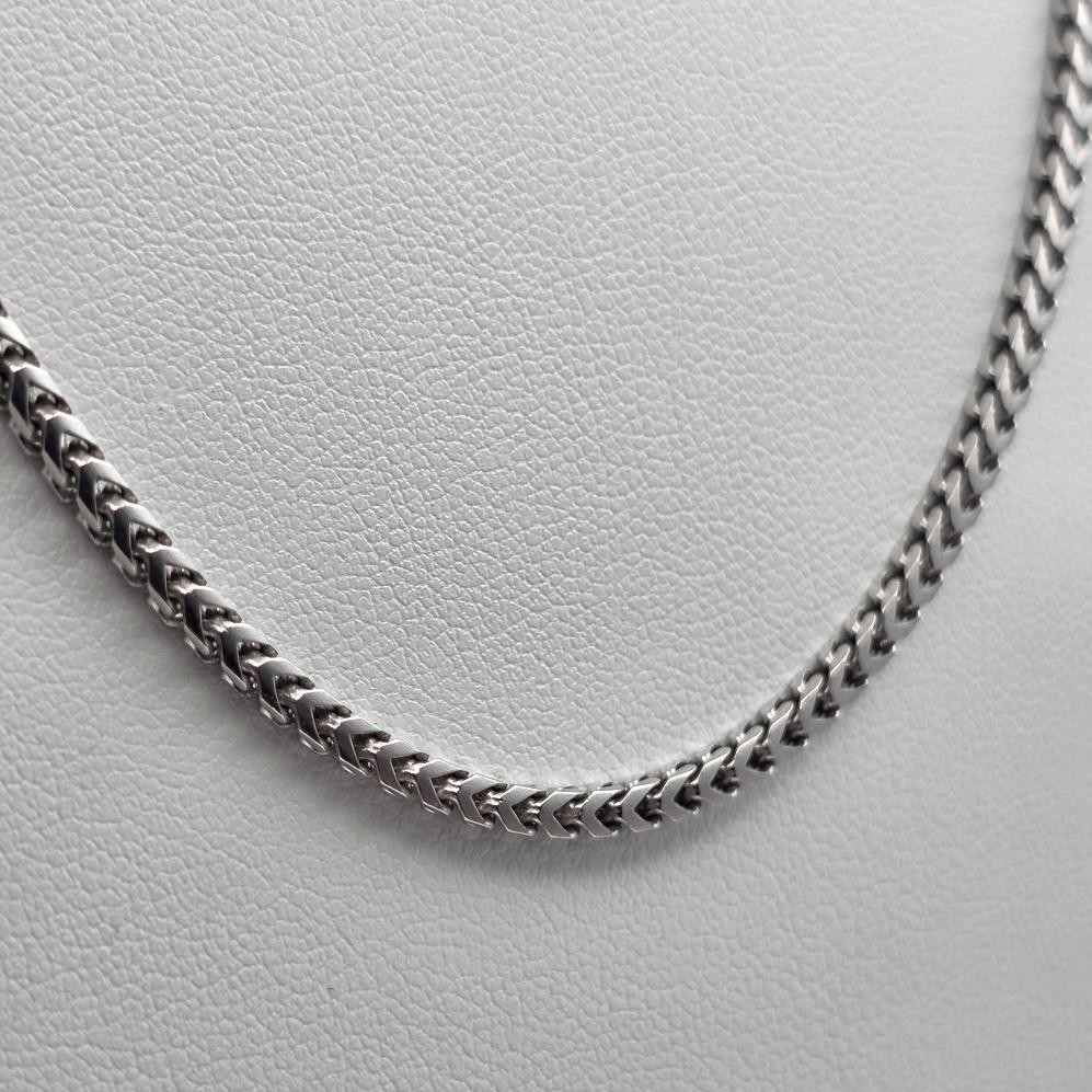 20″ Long 925 Sterling Silver 2.3mm Thick Franco Link Box Chain Necklace ITALY