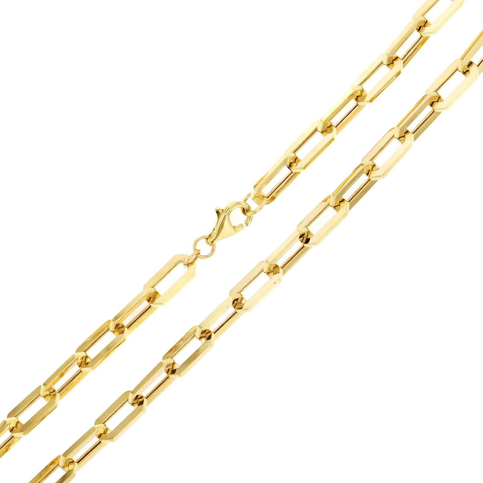 Italian 14k Yellow Gold Paper Clip Link Chain Necklace 18″ 5mm 6.3 grams