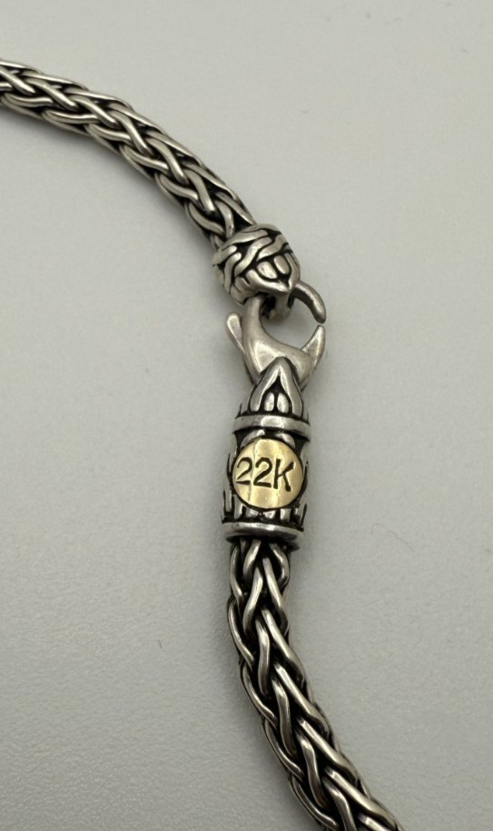 John Hardy Palu 36in Sterling Silver & 22K Necklace 13 Stations 68.85g