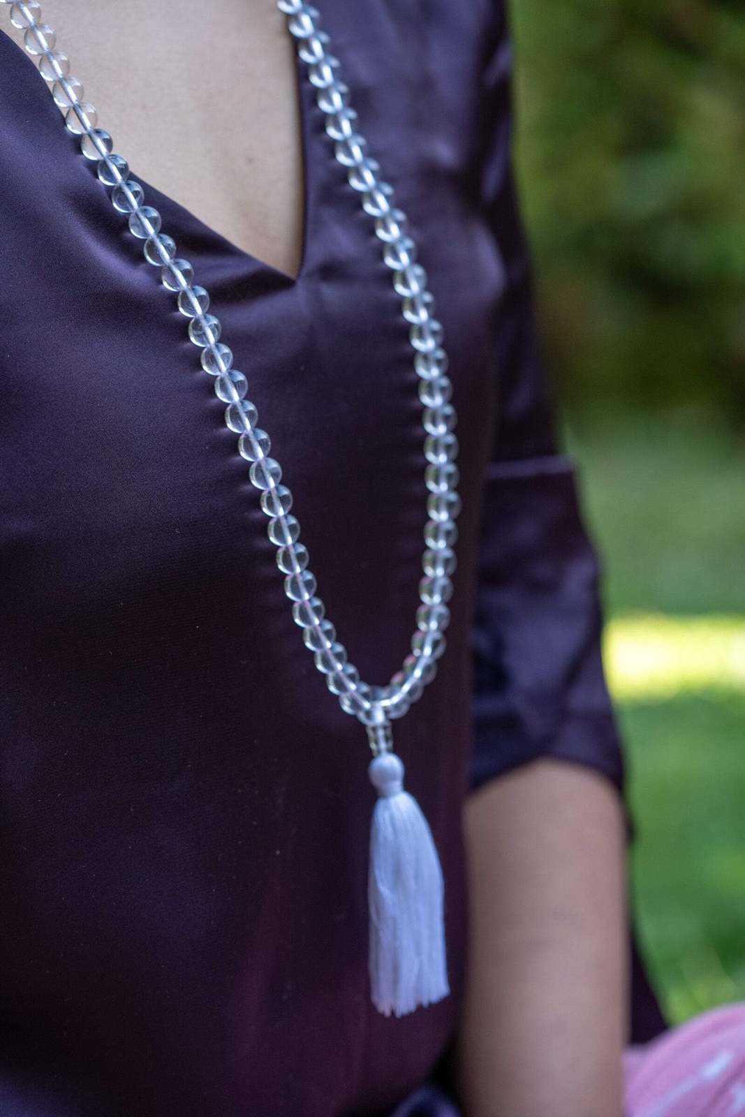 Clear Quartz 108 Bead Mala – Amplify Light & Energy, Healing Meditation Necklace