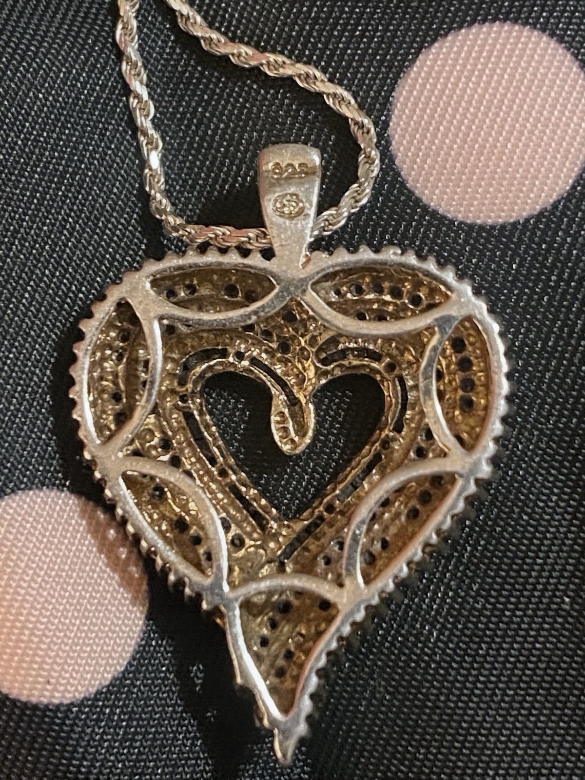 Genuine Diamond Cluster Heart Pendant, Sterling Silver 925
