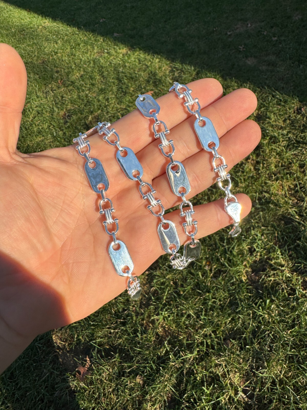 10mm Real 925 Sterling Silver Custom Mariner Ferragamo Link Chain Necklace ITALY