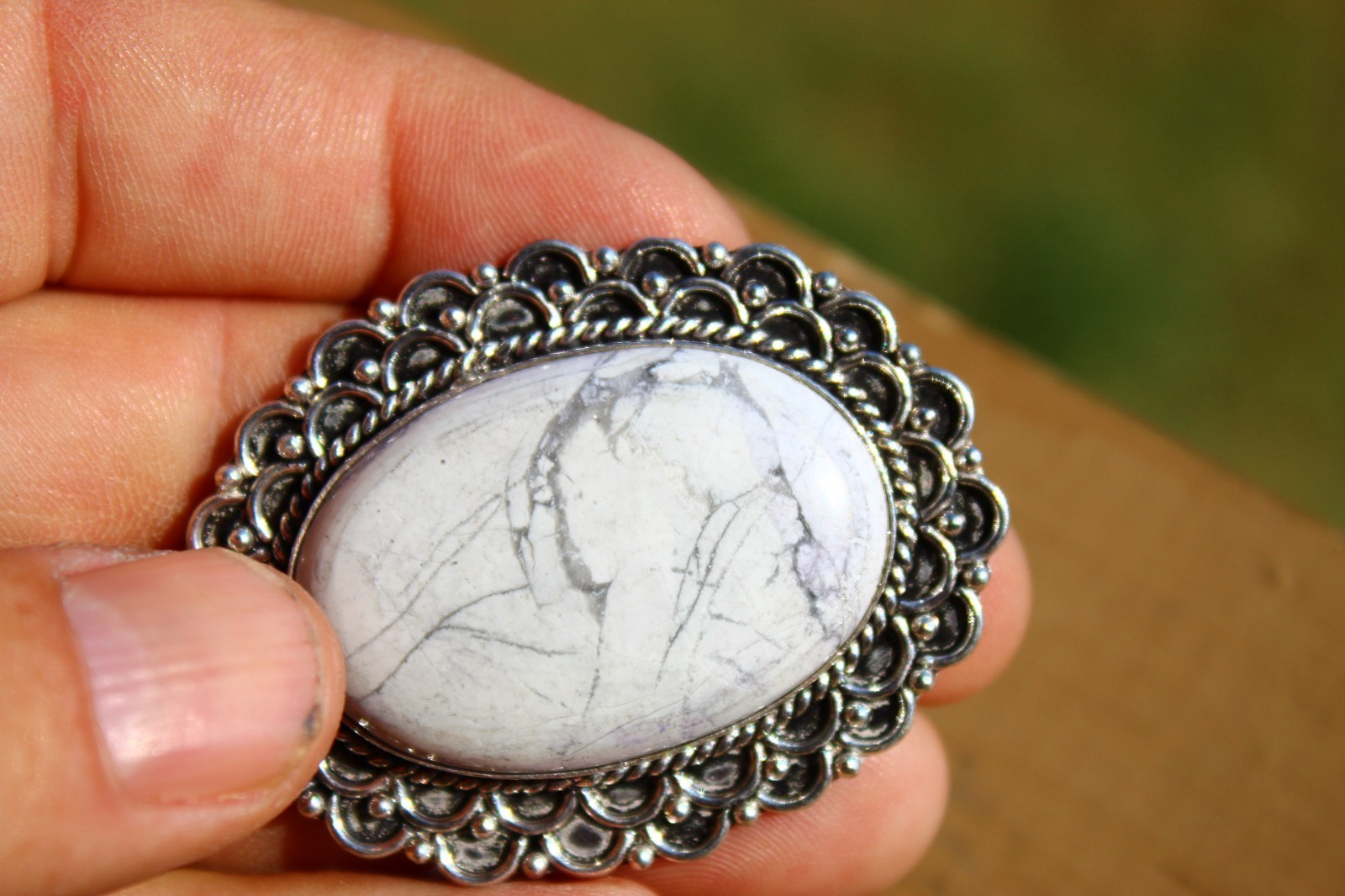 Howlite Necklace set in German Silver
