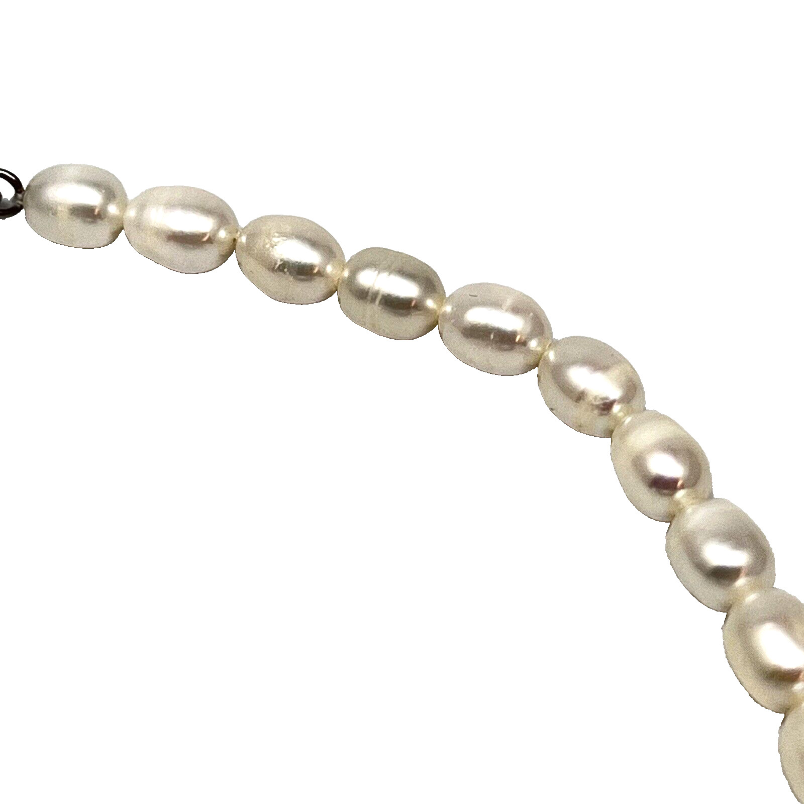 Womens Pearl Necklace Genuine Cultured Fresh Water Barrel Sterling Clasp 21in