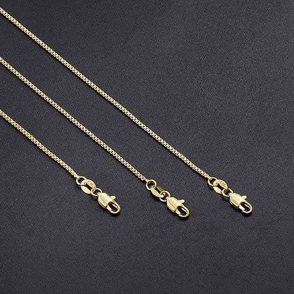 Gold Chain for Women,18K Gold Plated 925 Sterling Silver 1.2Mm Box Chain Lobster