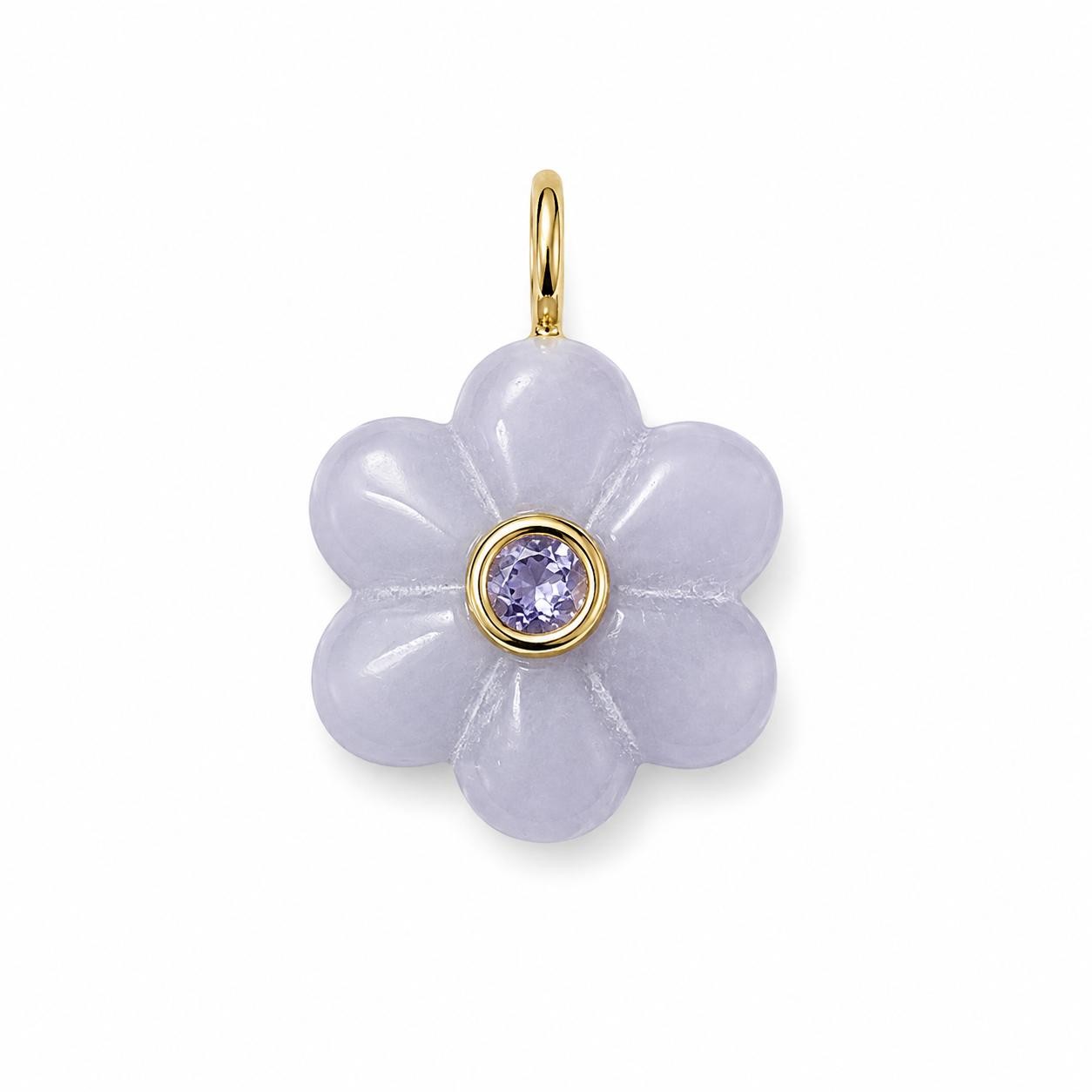 Natural stone Blue Agate And Amethyst flower Charm 925 Silver and gold plating