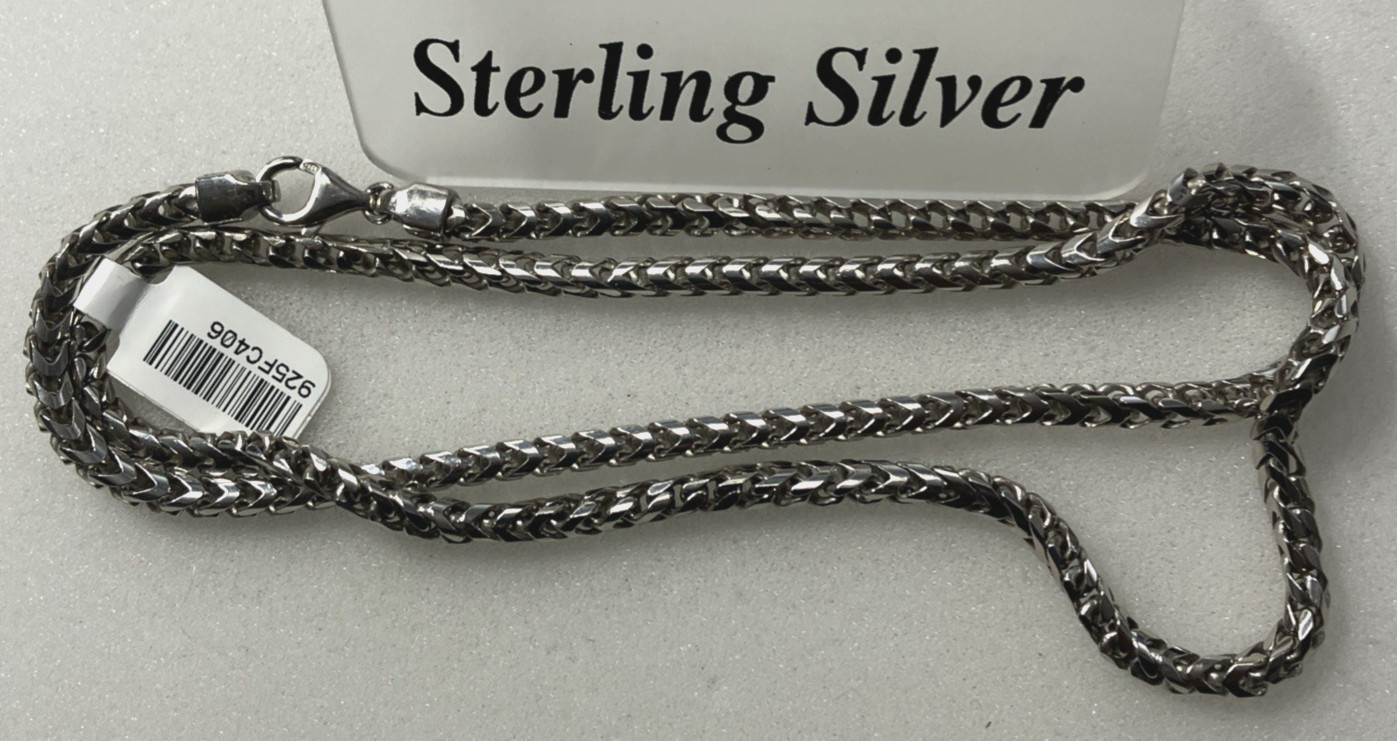925 Sterling Silver Italy Solid Franco Chain Heavy 40.7grams 4mm 24” New w/ Tag