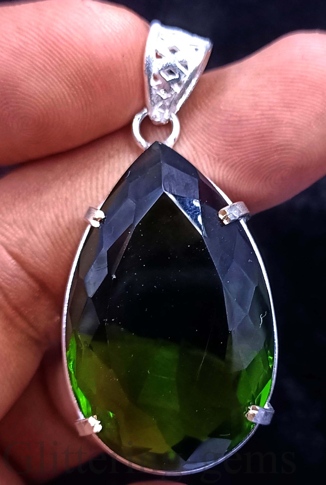 Green Peridot Pear Shape Pendant 88.30Ct Natural IGL 925 Sterling Silver 6DJZ