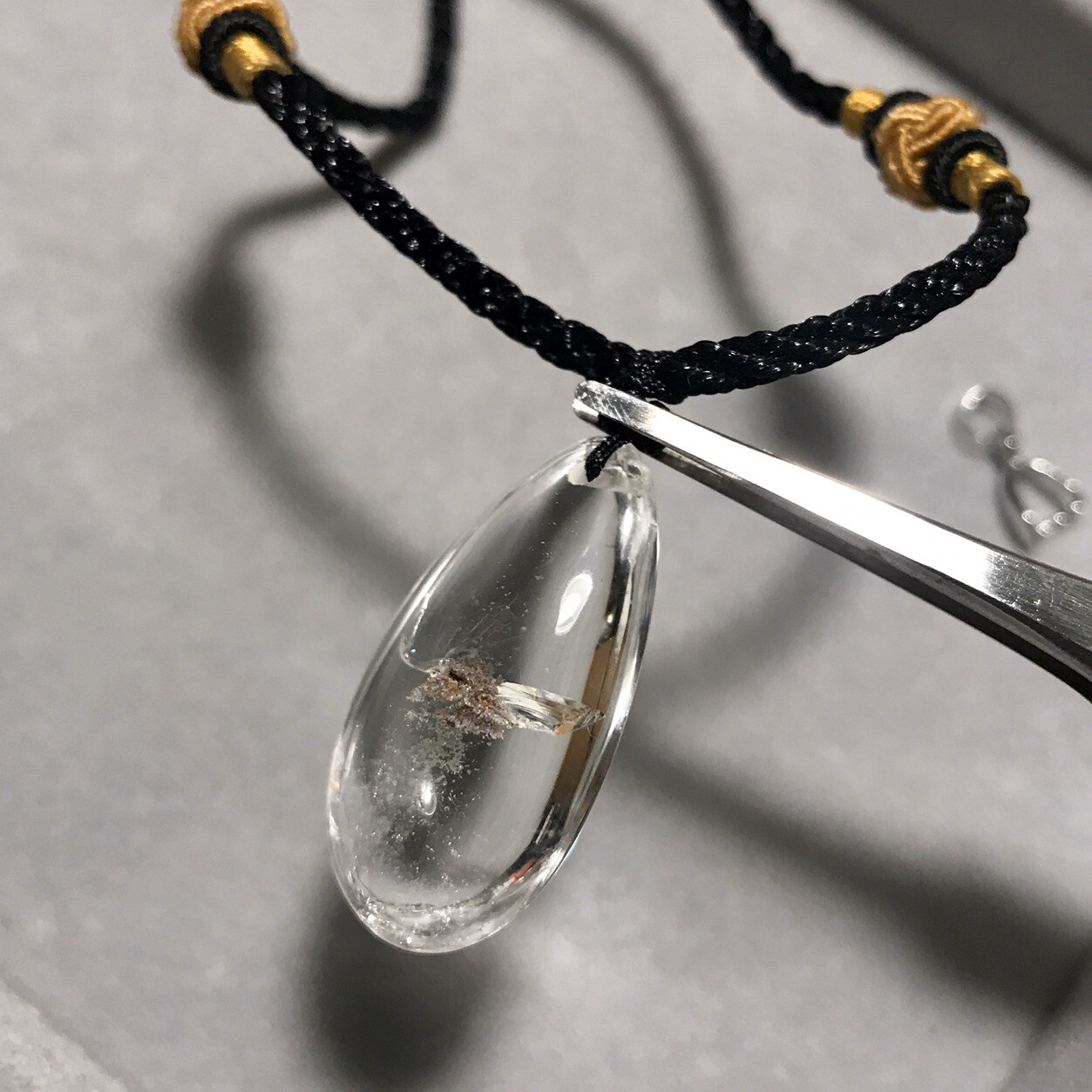 US SELLER Natural Green Red Phantom Quartz Pendant Teardrop Crystal GEM Necklace