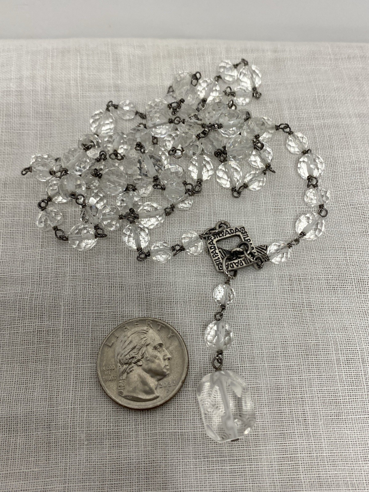 Silpada Necklace Sterling Silver Faceted Glass Beaded Lariat Signed Long 36”