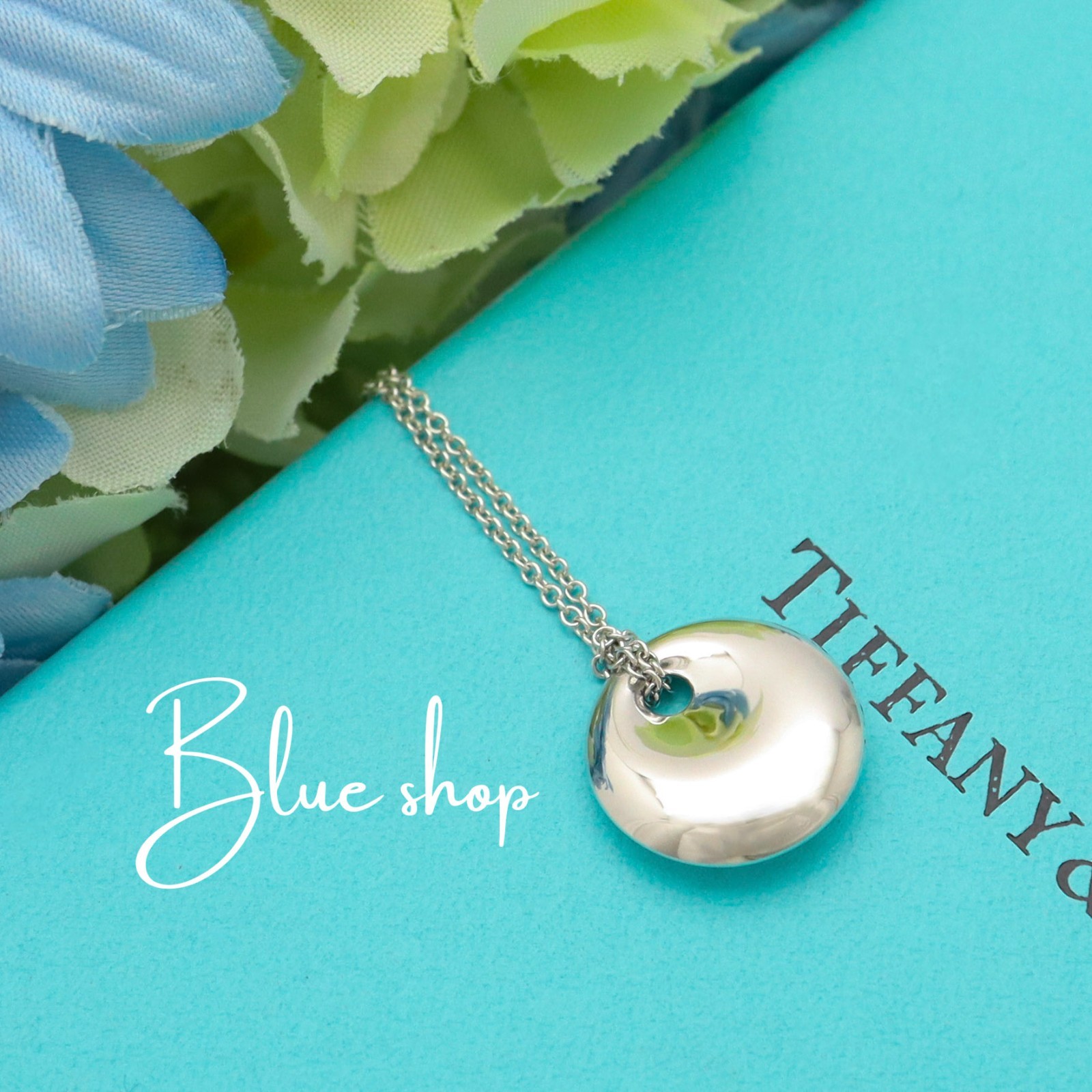 Tiffany & Co. Elsa Peretti Round Circle Disc Pendant Necklace 15.1″ Silver 925
