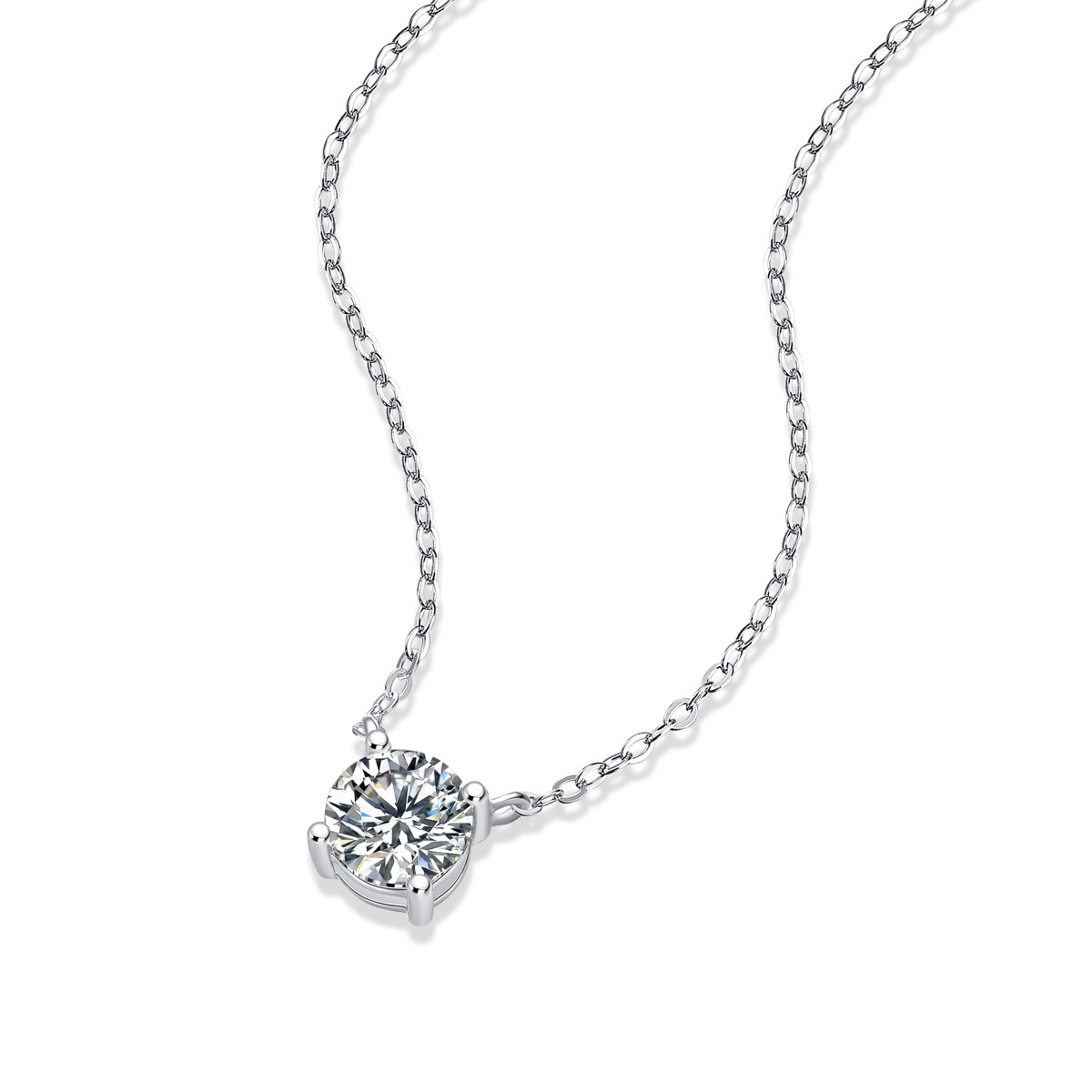 S925 Sterling Silver Moissanite Heart Pendant – Platinum Plated Necklace, 1ct/2c