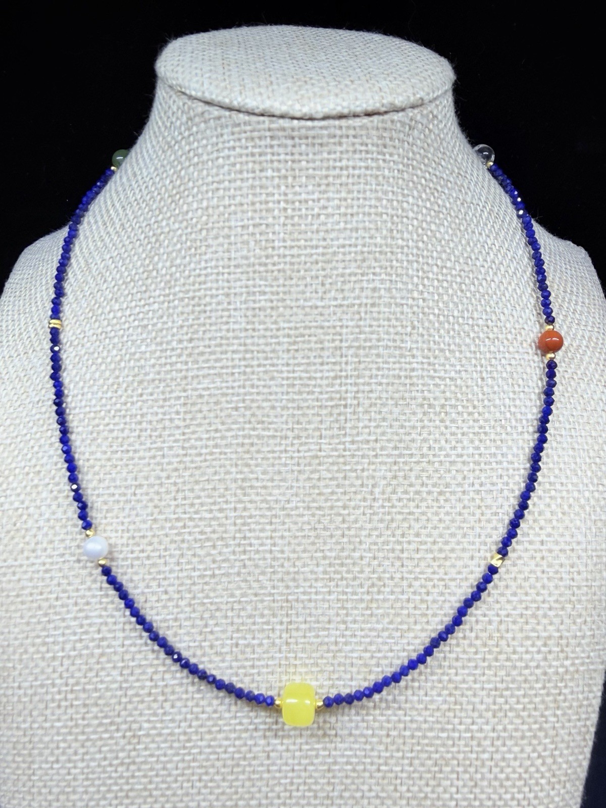 925 Sterling Silver Premium Blue Lapis Lazuli Round Bead Pendant Necklace