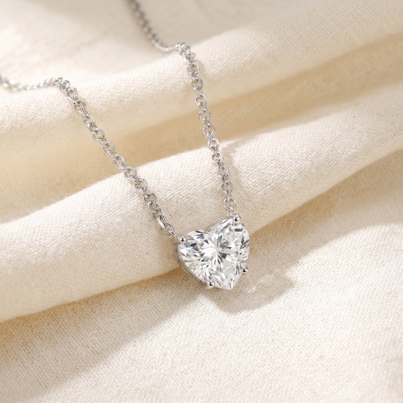 Certified 3Ct Heart Solitaire Diamond Pendant Necklace 14k Gold Lab Grown GH/VS