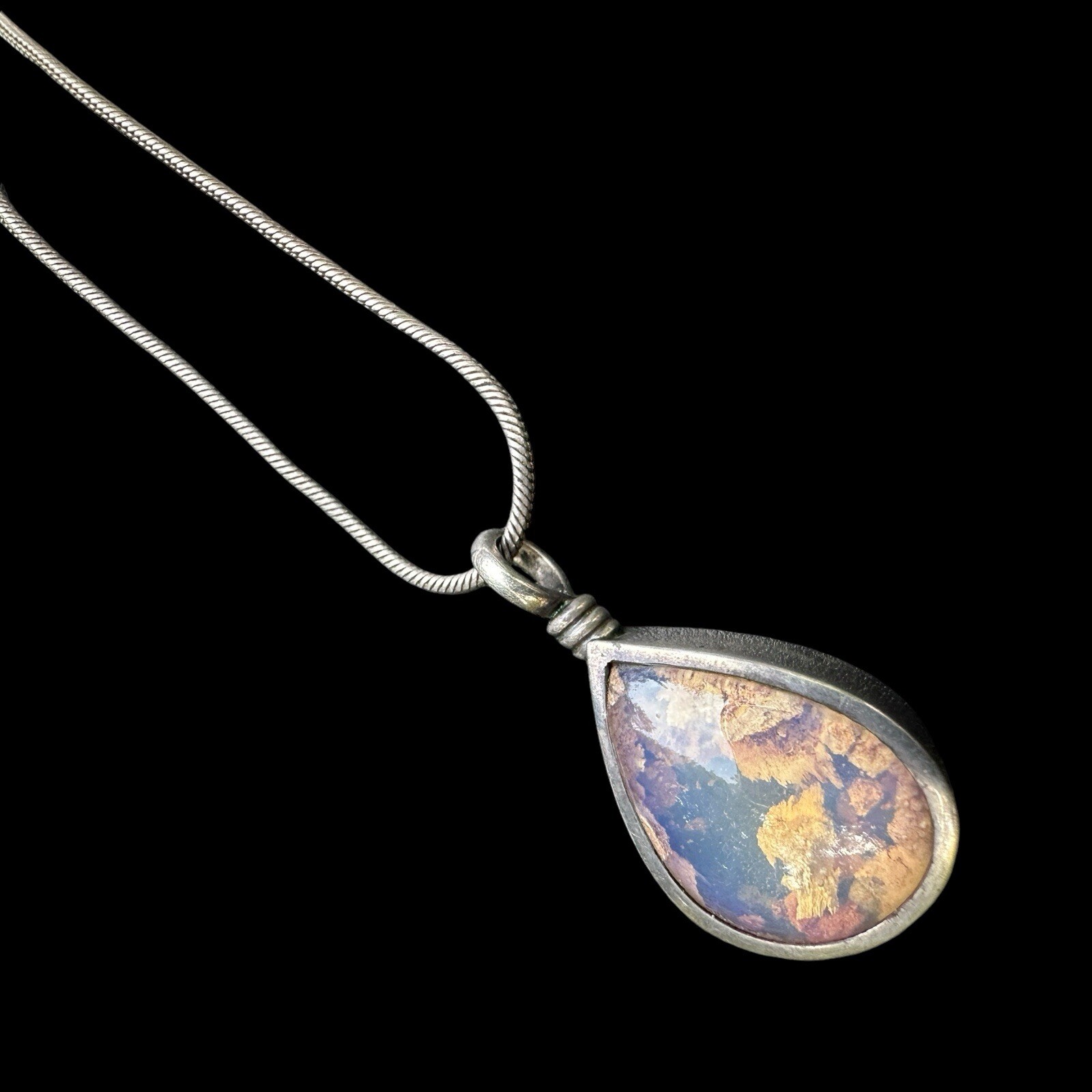 Natural Australian Boulder Opal Pendant Sterling Silver Necklace Micky Roof
