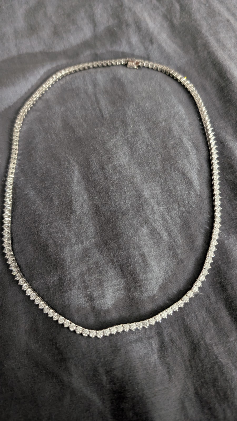 925 Sterling Silver Tennis Chain Necklace with Moissanite. 18 Inches