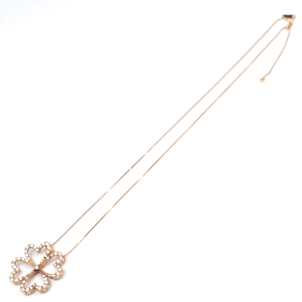 K18PG Flower Pendant Diamond Necklace 18k Pink Gold Adjustable #M-5210