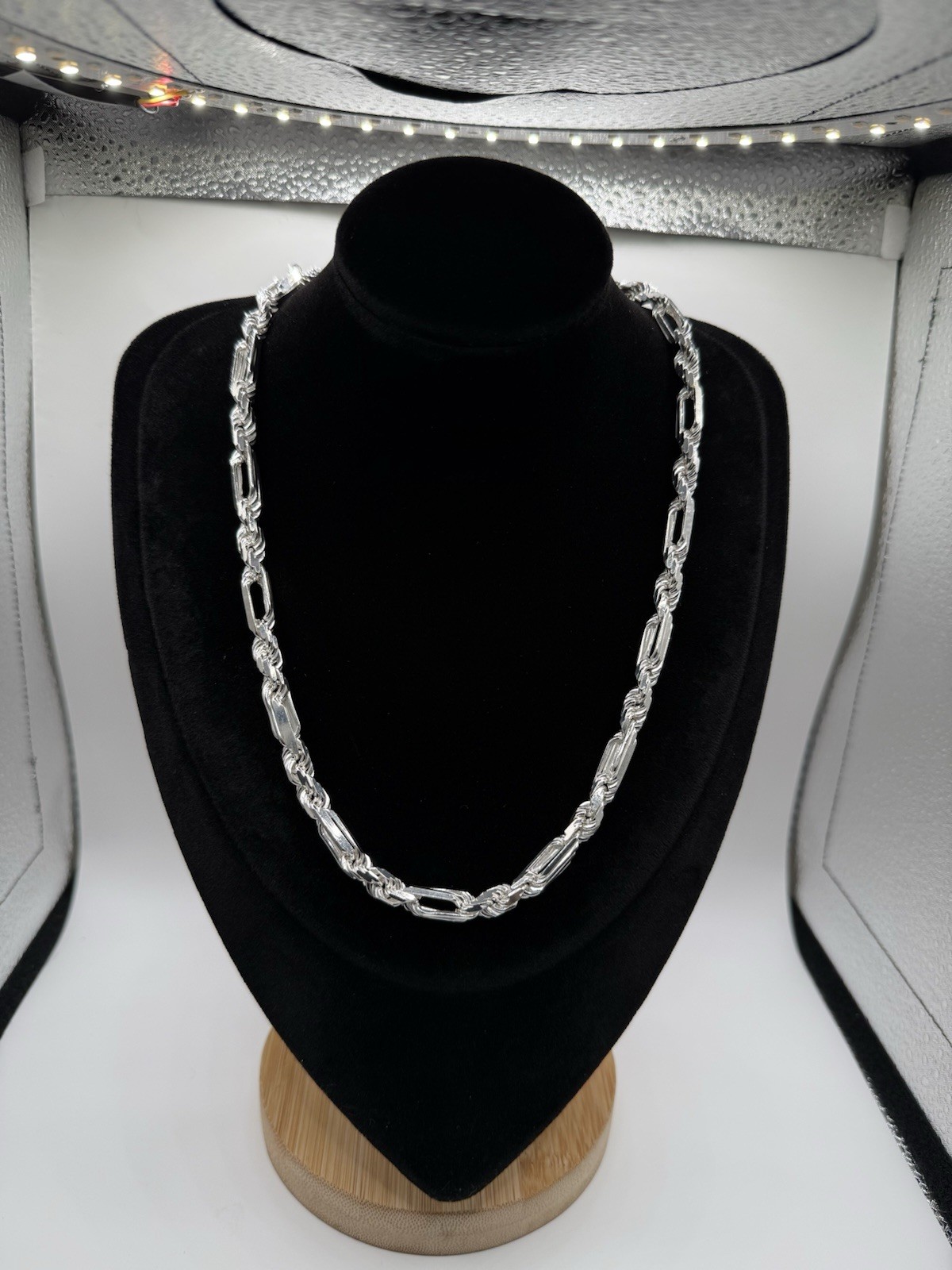 20” 7mm Milano Figarope Necklace-Solid 925 Silver