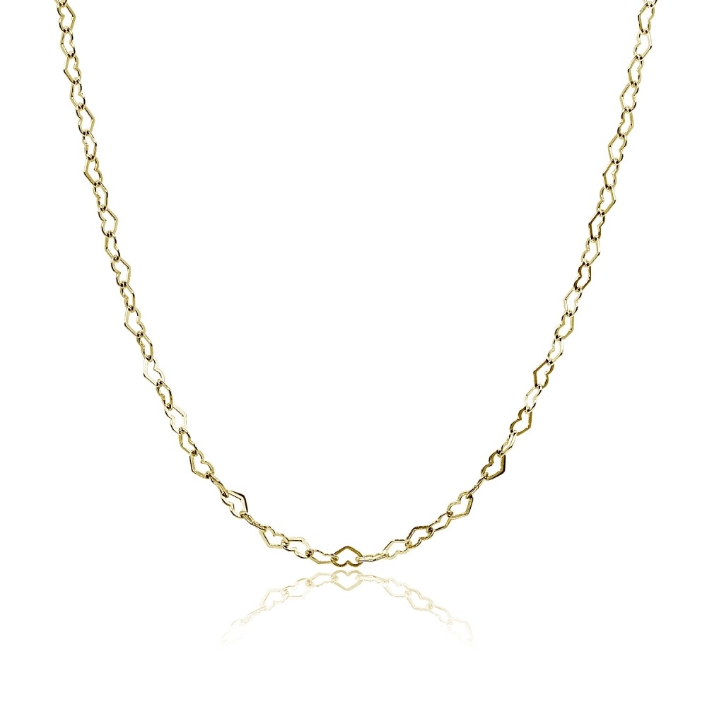 Heart Link Chain Necklace in Gold Plated Silver, 18 Inches