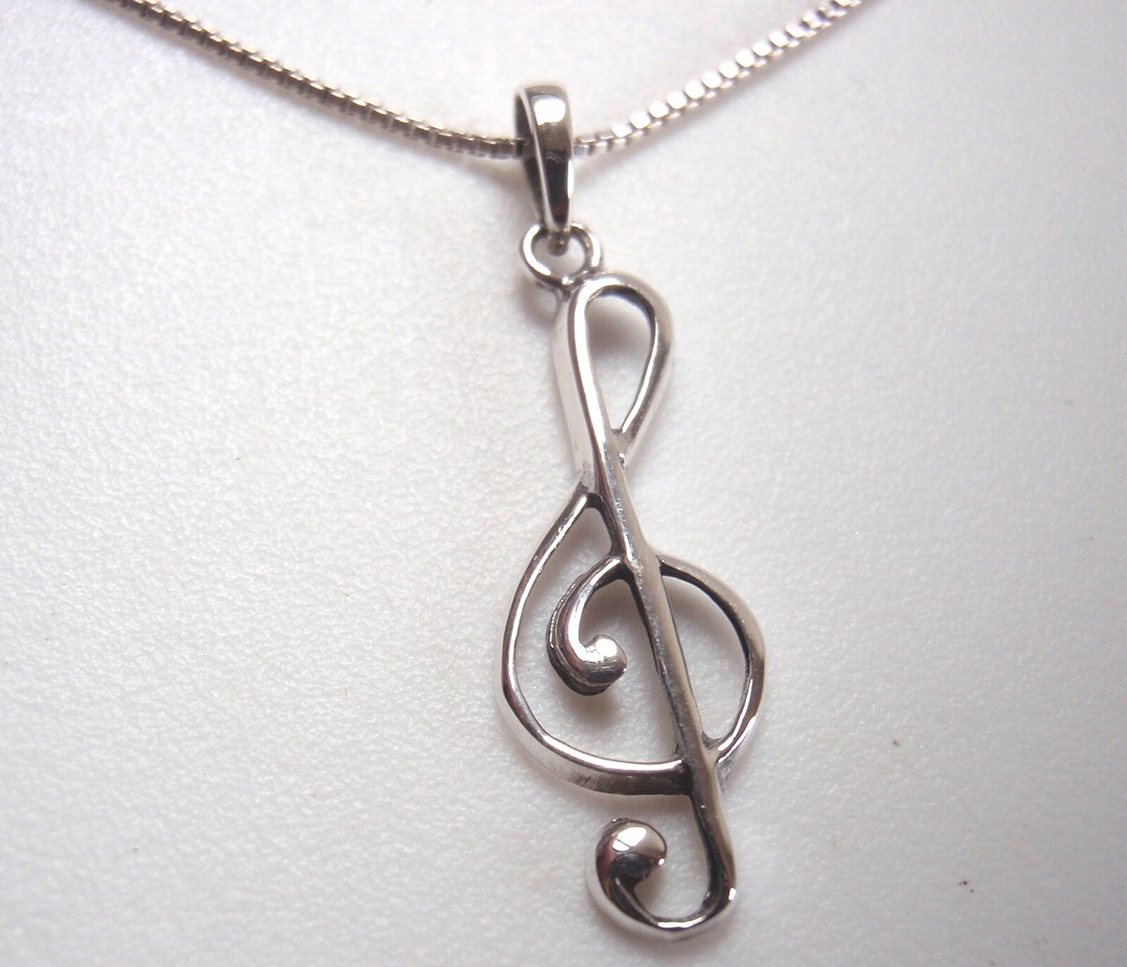 Treble Clef 925 Sterling Silver Necklace compose music song musician band tour