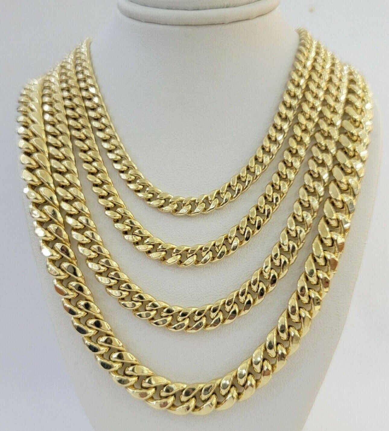 Real 14k Gold chain Necklace Miami Cuban Link 6mm-9mm 8″-30″ 14KT Real Gold Sale