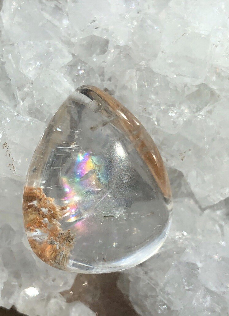 US SELLER Natural Red Phantom Quartz Pendant Teardrop Brazil Crystal Gem Stone