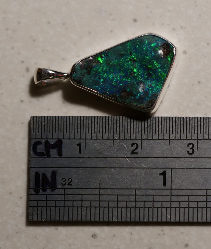 Australia Natural Queensland Solid Boulder Opal Silver 925 Pendant Hallmark