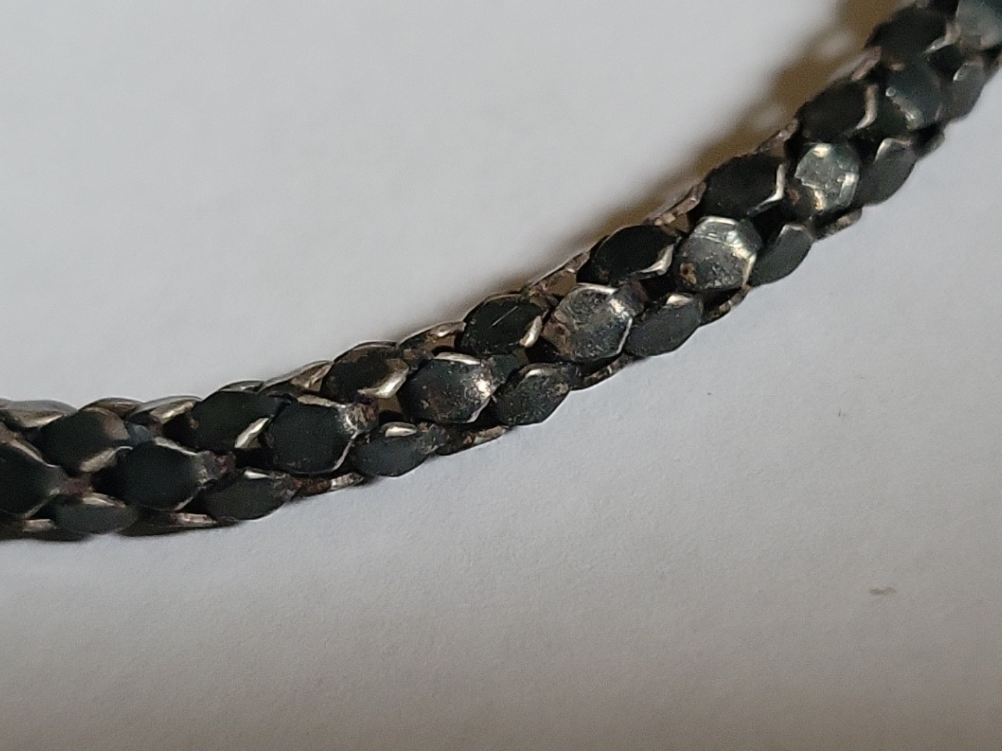 Vintage 800 Silver 4 mm Popcorn Link 24″ Chain Necklace w/ S Hook Closure