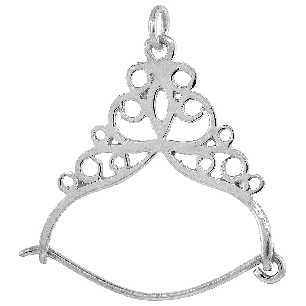 925 Solid Sterling Silver Large Charm Holder Pendant 1 1/2 inch Tall Made in USA