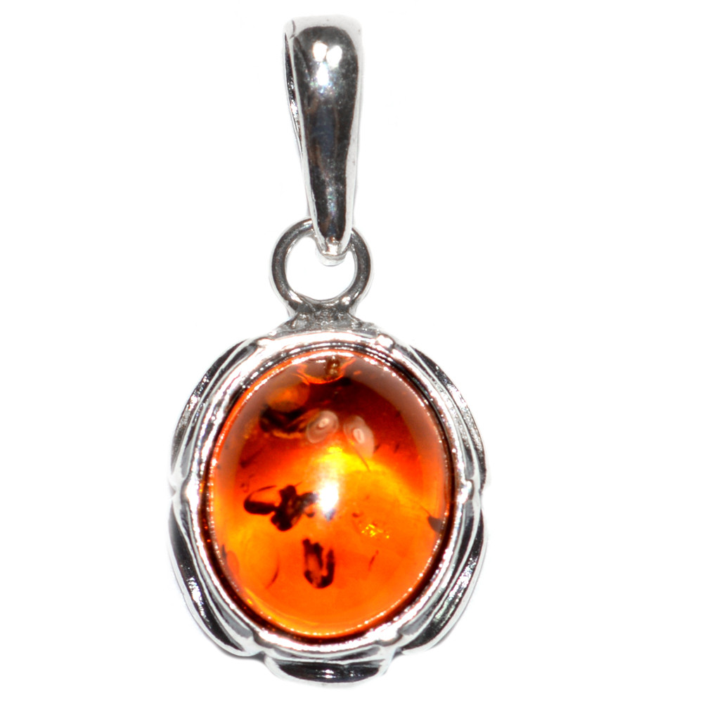 3.3g Authentic Baltic Amber 925 Sterling Silver Pendant Jewelry N-A455