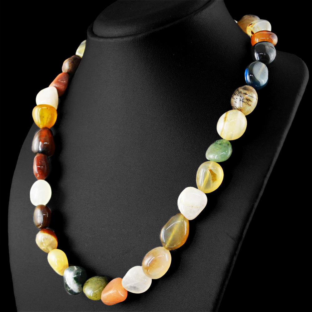 587.00 Cts Earth Mined Multicolor Multi Gemstones Beads Single Strand Necklace
