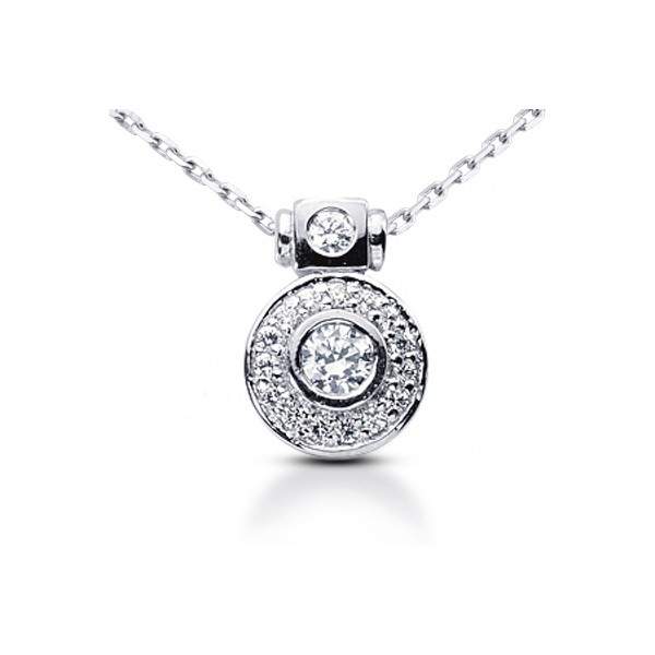 0.66ctw H/SI1 Round Cut Earth Mined Certified Diamonds White Gold Halo Pendant
