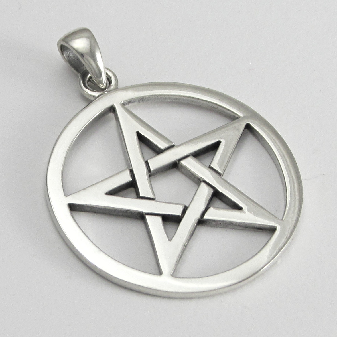 Solid 925 Sterling Silver Pentacle Necklace Pentagram Wicca Jewelry (16-30″)