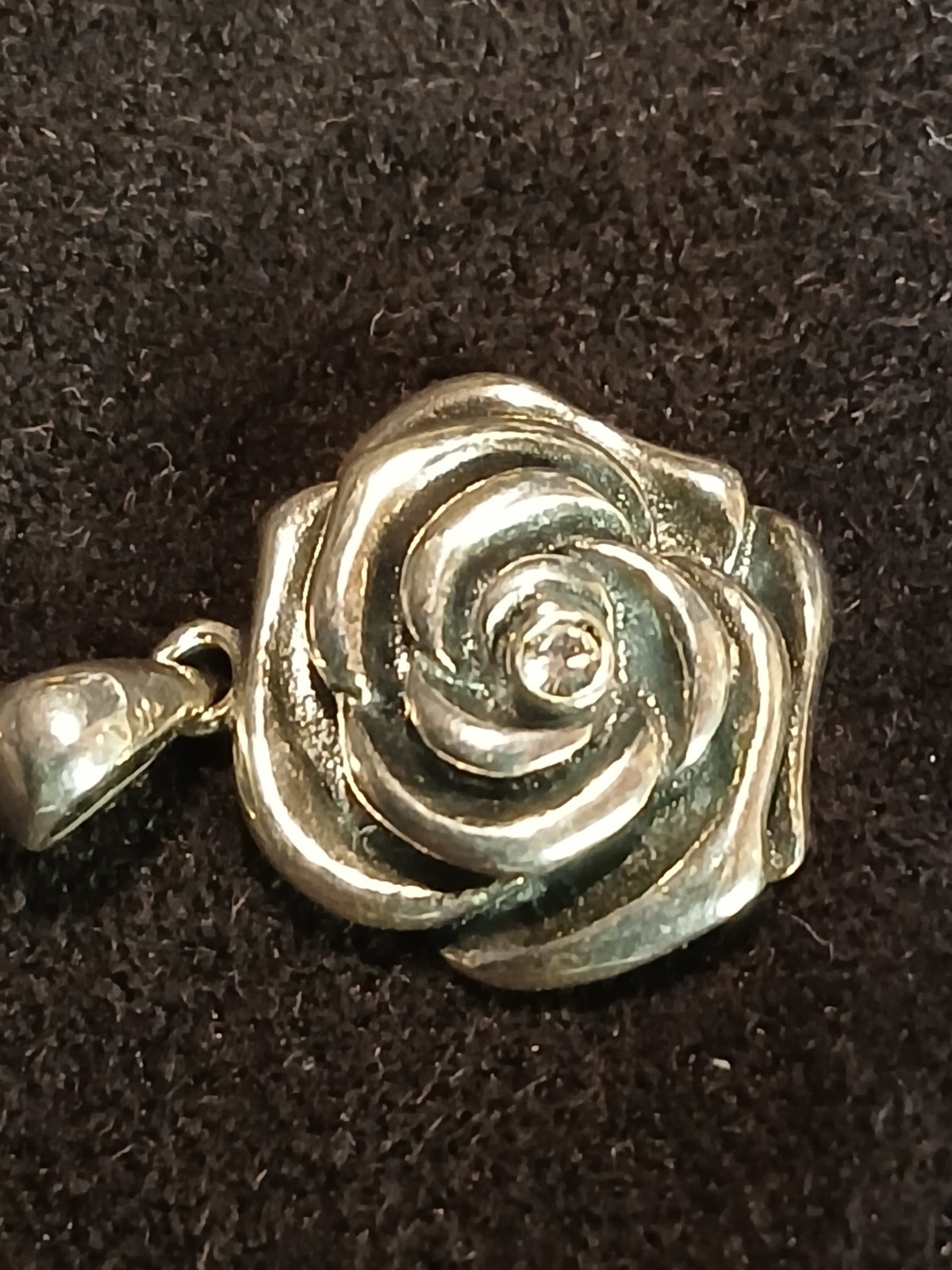 Sterling Silver Rose Flower Pendant CZ Accent Romantic Floral Charm 3g