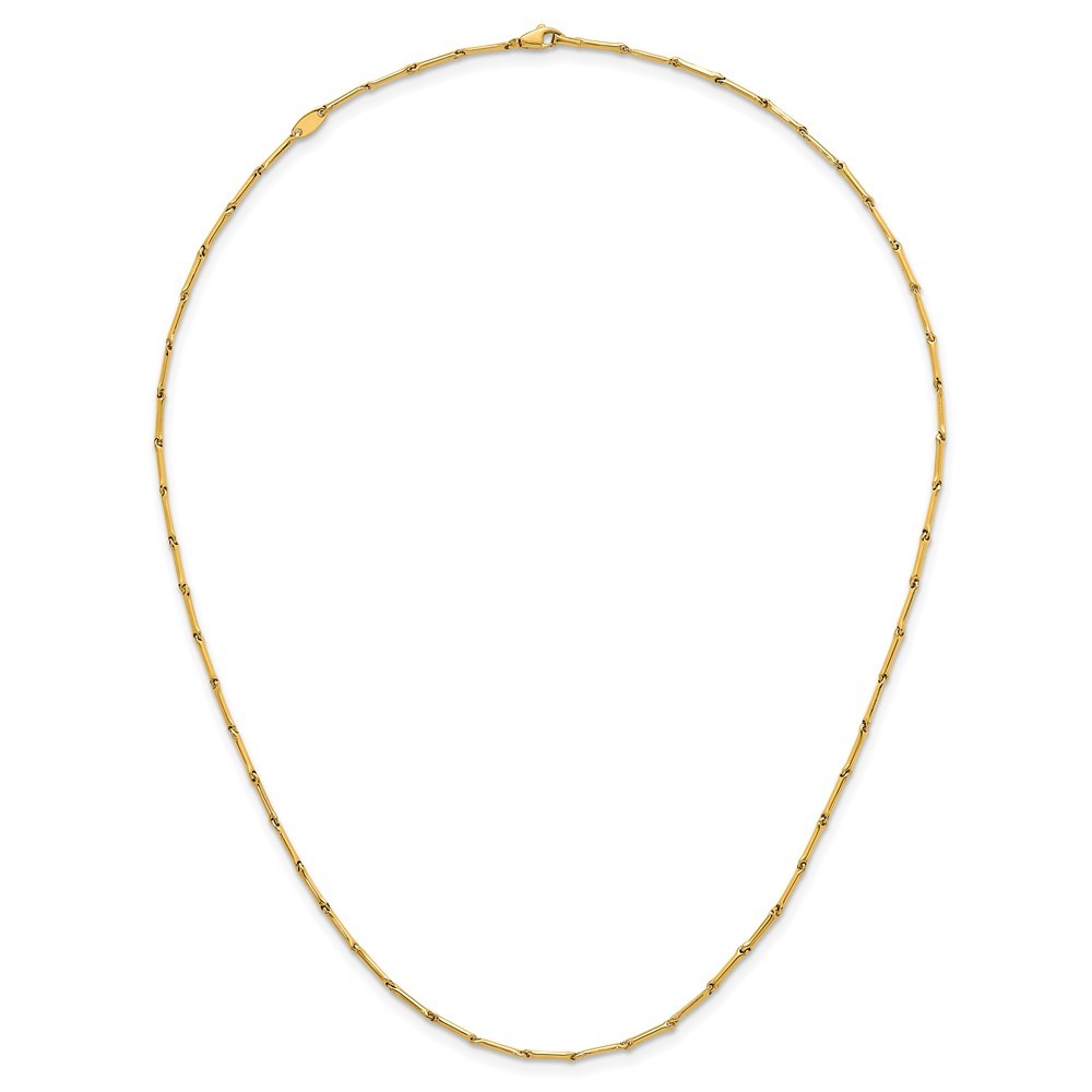 14K Yellow Gold Polished Bar Link Pendant Necklace 18″