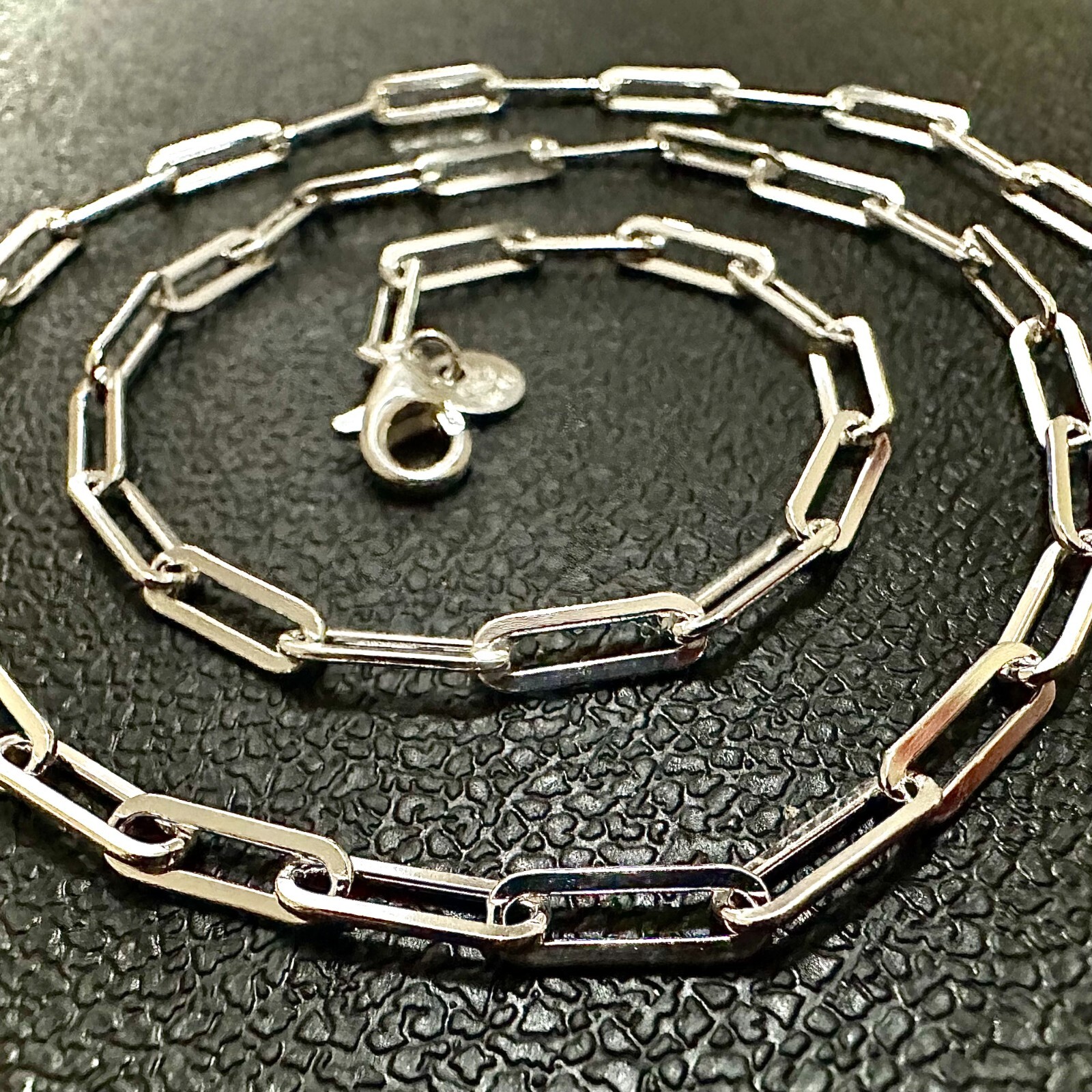 3mm 925 Sterling Silver Paperclip Chain Bracelet Necklace Italy Made 7–30″ Stamp
