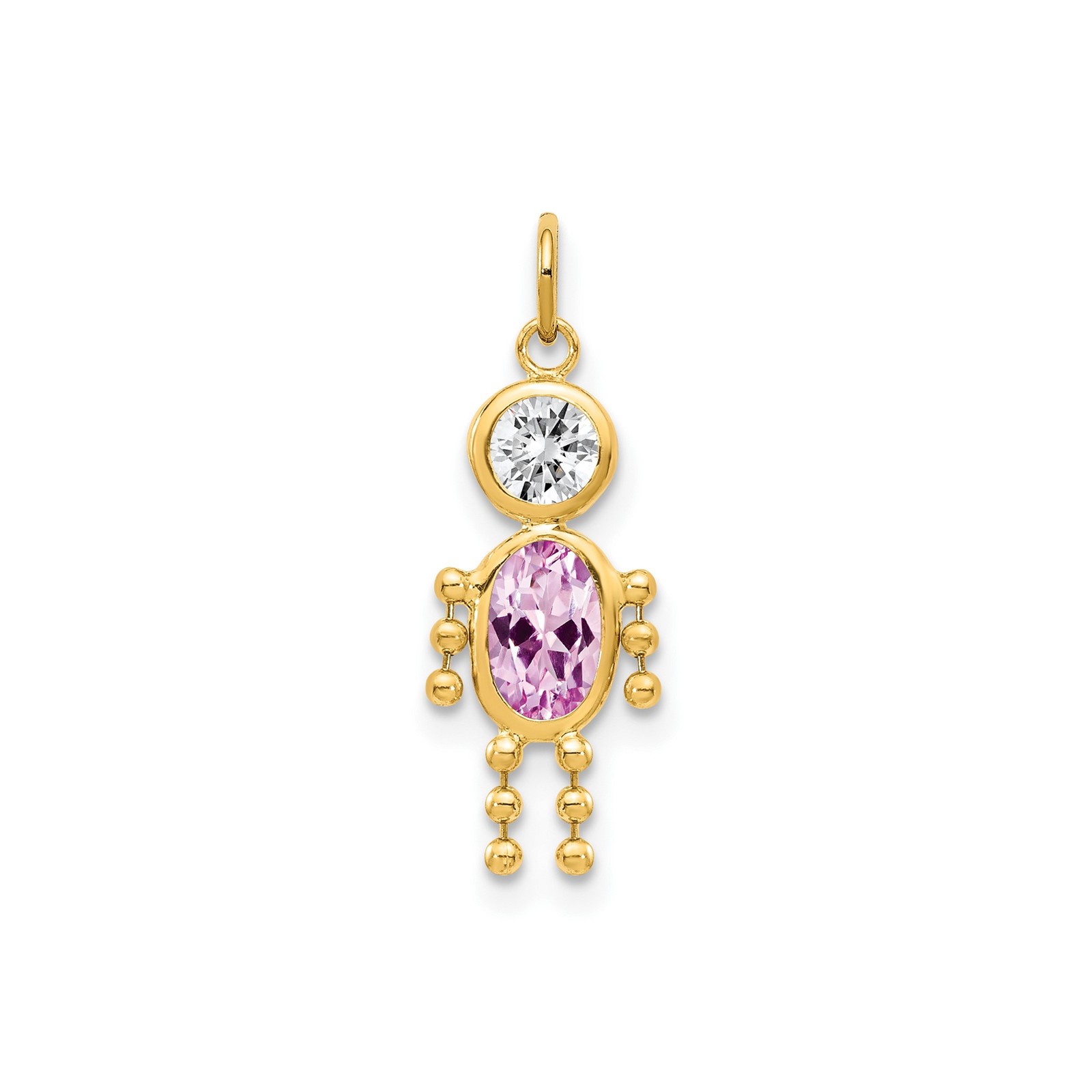 14k Yellow Gold June Boy Synthetic Birthstone Charm Necklace Womens
