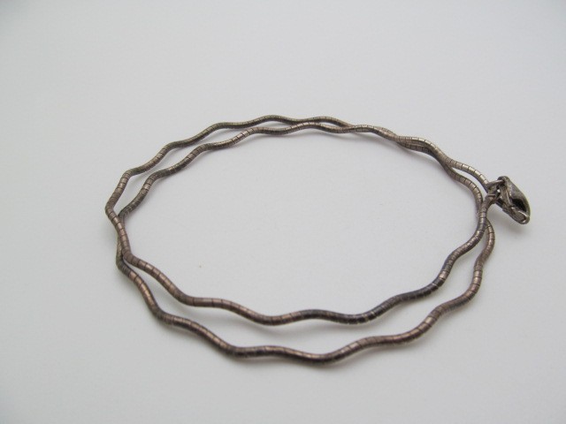 Vintage 925 Sterling Silver Italy Wavy Snake Cage 1.5mm Chain Necklace 16.5 In