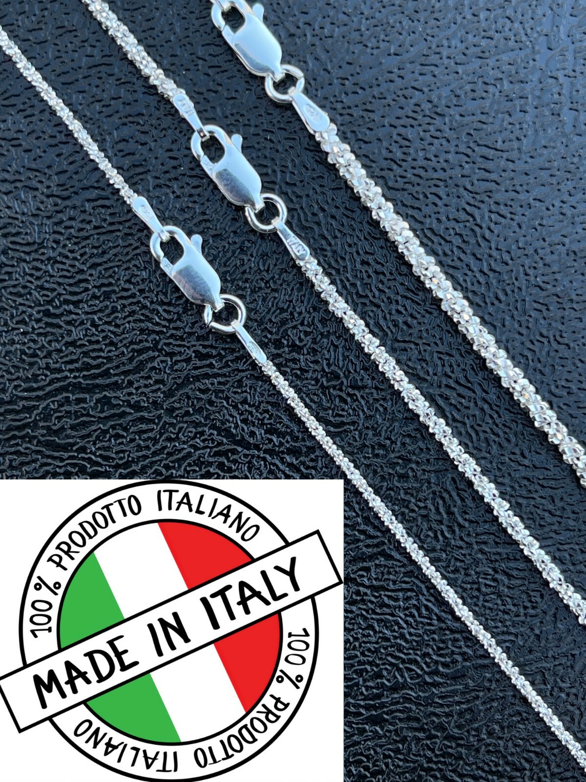 Real Solid 925 Sterling Silver Diamond Cut Sparkle Rope Chain Necklace 1mm – 3mm