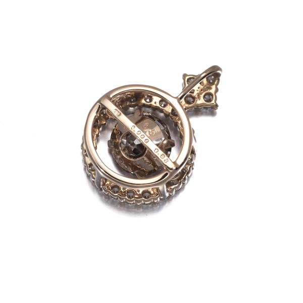 Brown &Clear Diamond 1.000ct/0.32ct Dancing Stone Pendant 18K 750 Rose Gold