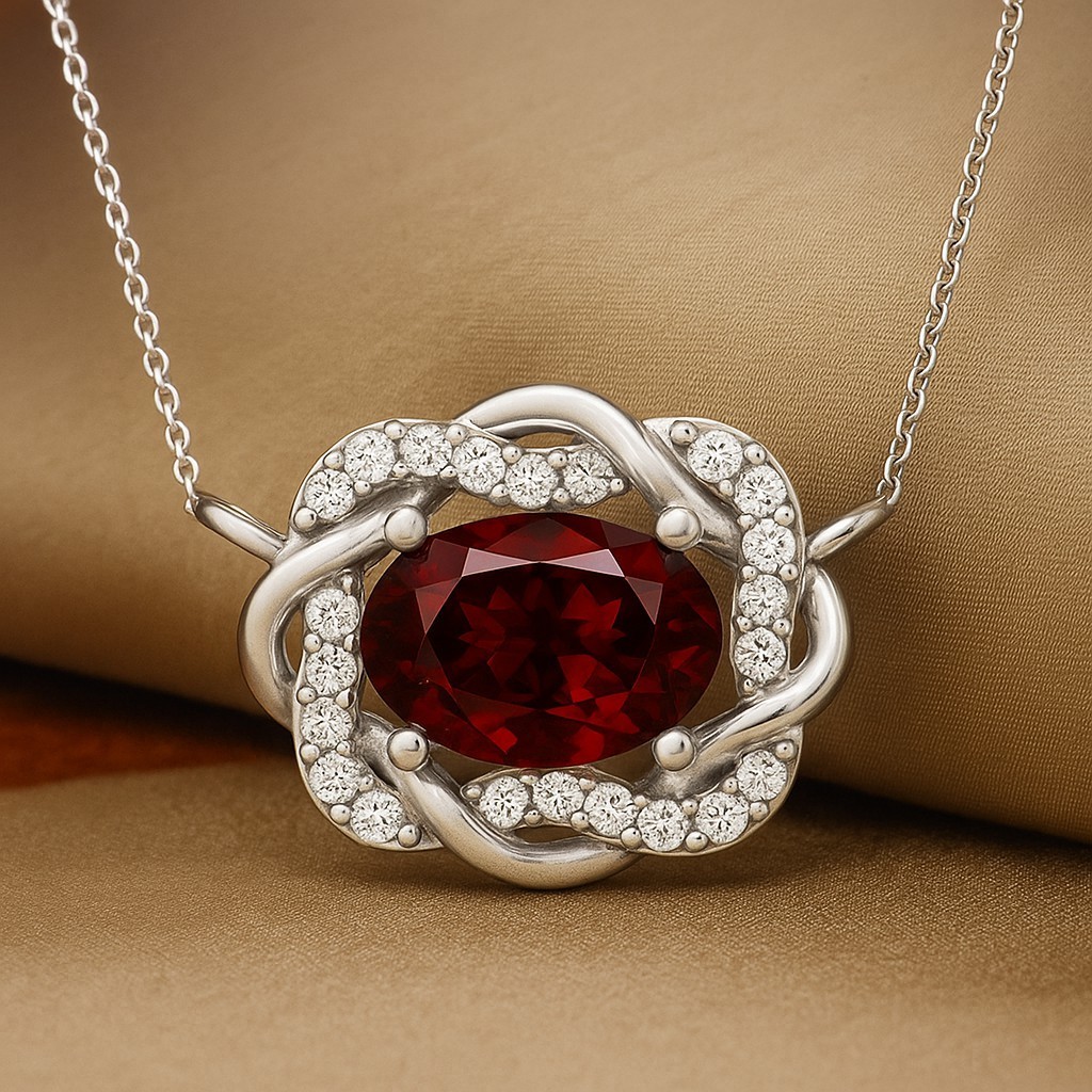 Oval Bloom Pendant Birthstone 925 Sterling Silver Pendant Birthday Gift & Women