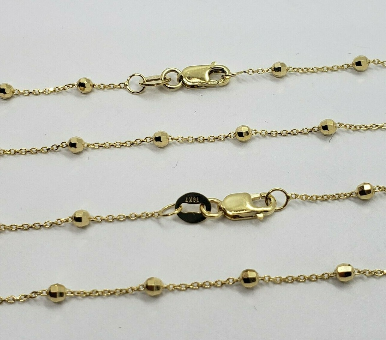 14K Solid Yellow Gold Station Ball Bead Rolo Bracelet Anklet 2mm 4mm 7″ 10″