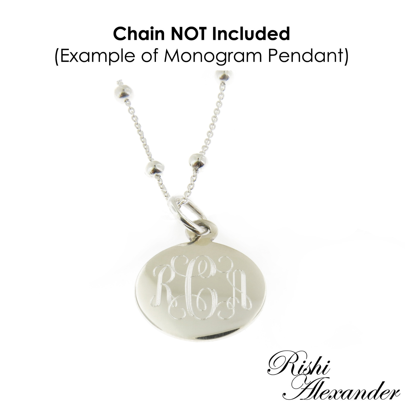 925 Sterling Silver Round Monogram Pendant or Charm All Sizes Personalized