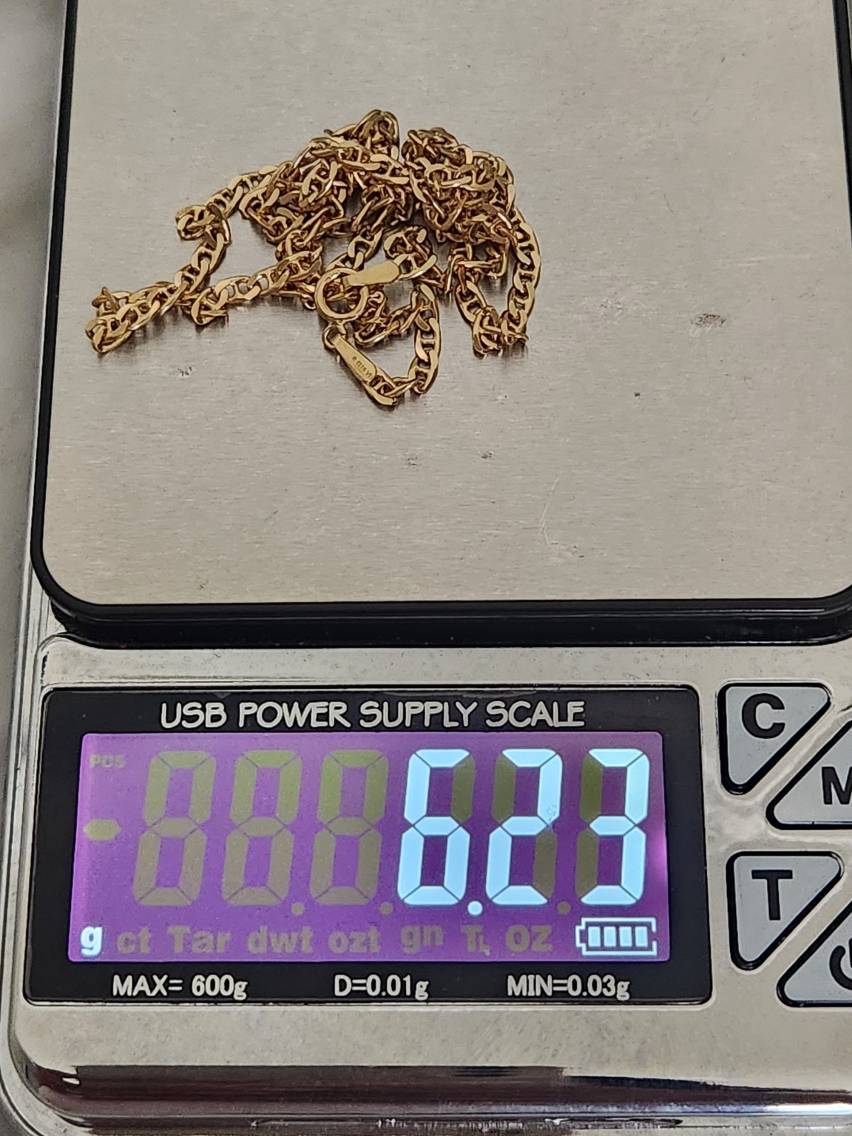750 18K 750 (Italy?) Yellow Gold Cuban Links NECKLACE- ☆1236 VI/ 6.23 Grams
