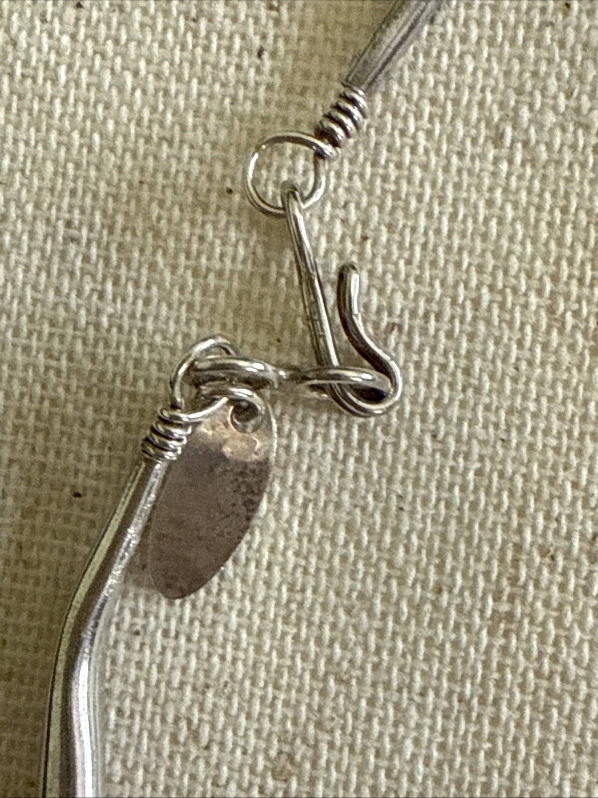 925 Sterling Silver Liquid Silver 10 Strand Stamped Necklace vintage style