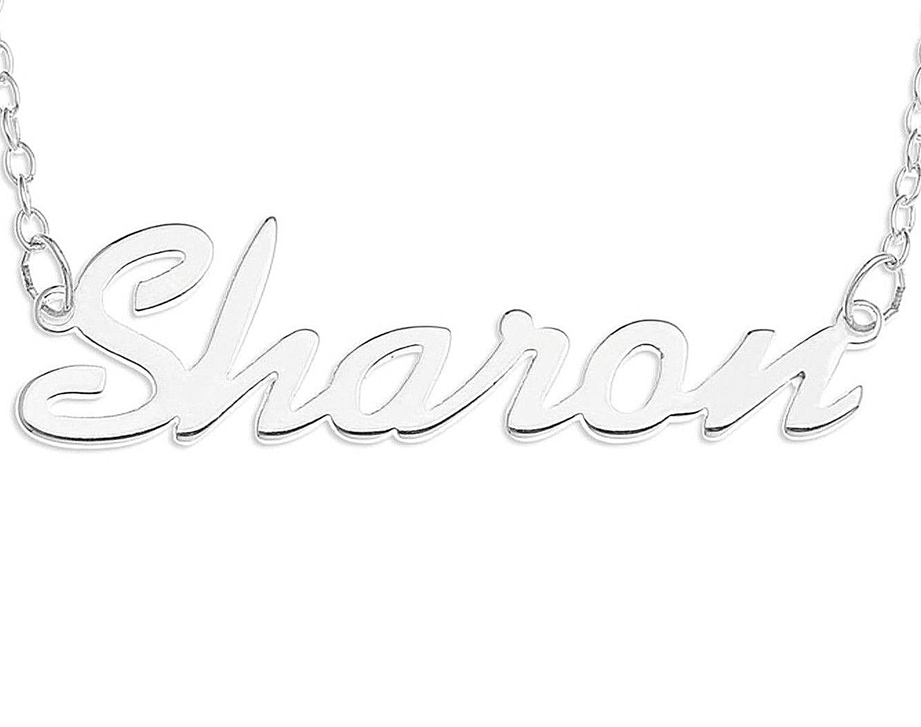 Sharon Name Plate Necklace Pendent Sterling Silver female Personalized Custom