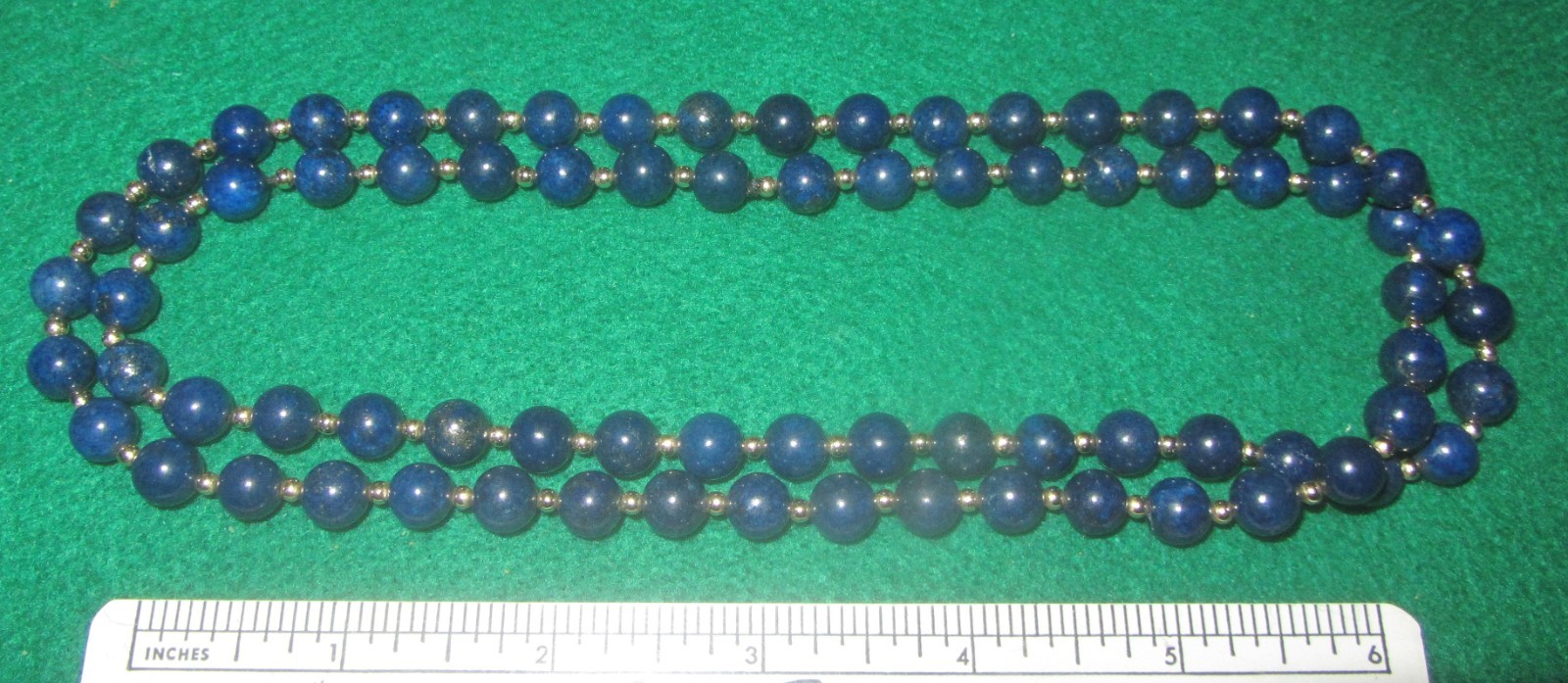 Lapis Lazuli blue beaded jewelry necklace and 14K gold