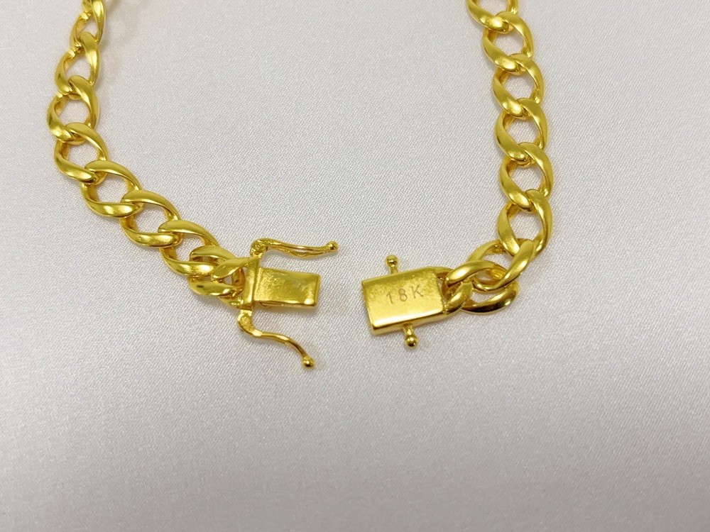 18K Yellow Gold Solid Cuban Link Chain Bracelet 8mm 8″ Unisex for Men Women