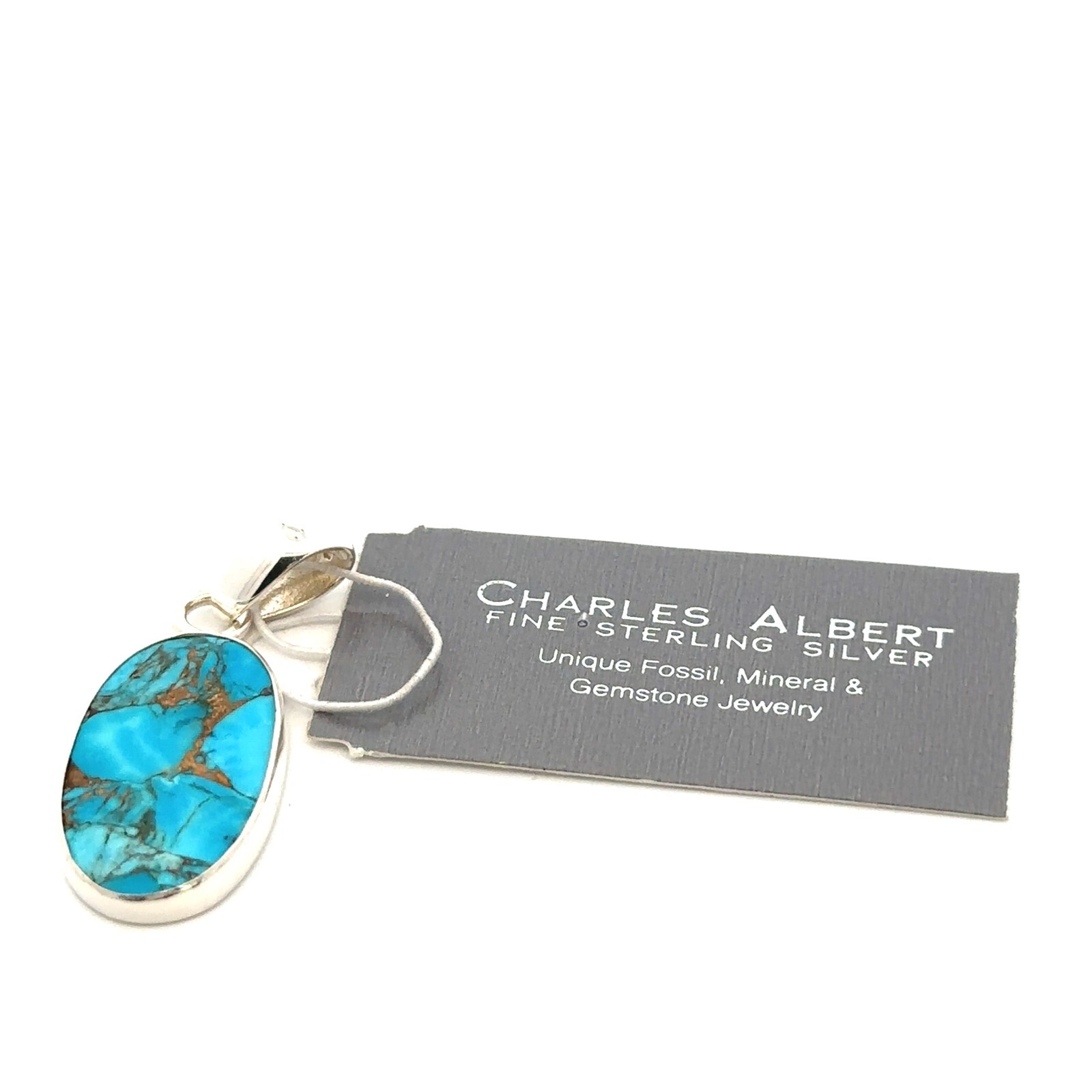 Sterling Silver Copper Turquoise Pendant (5/8 x 1 1/2 Inch) Charles Albert