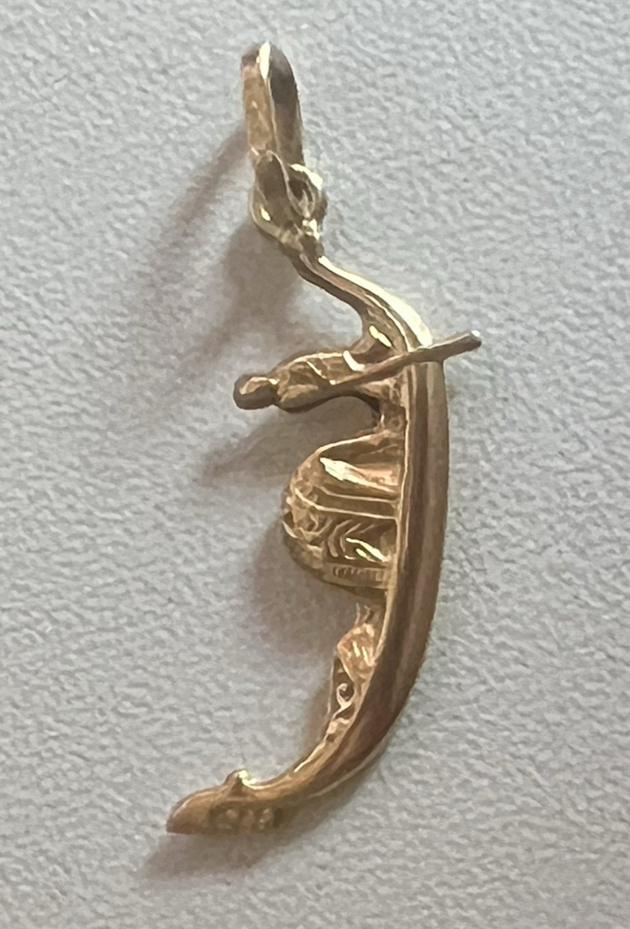 Solid 18k Gold Gondola Venice Venezia Charm Pendant Souvenir Italy 1.1 g